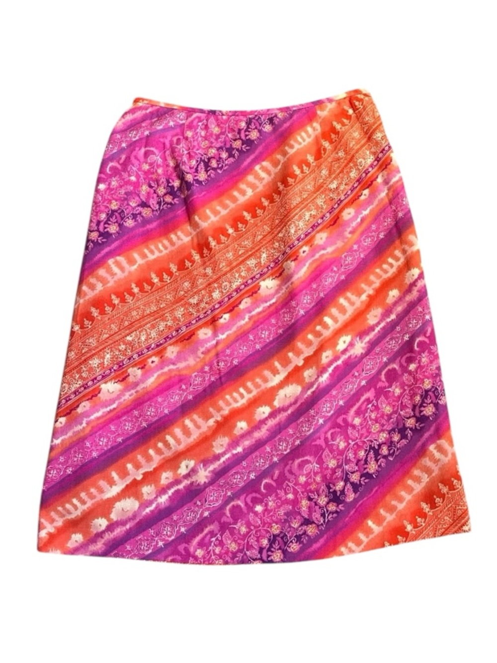 Vibrant Pink & Orange Printed A-Line Skirt